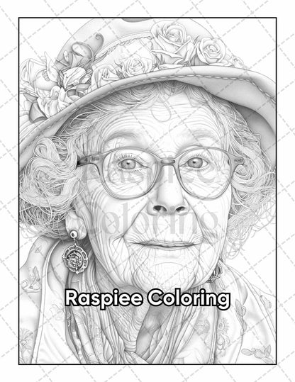 50 Victorian Portrait Adult Coloring Pages Printable PDF Instant Download