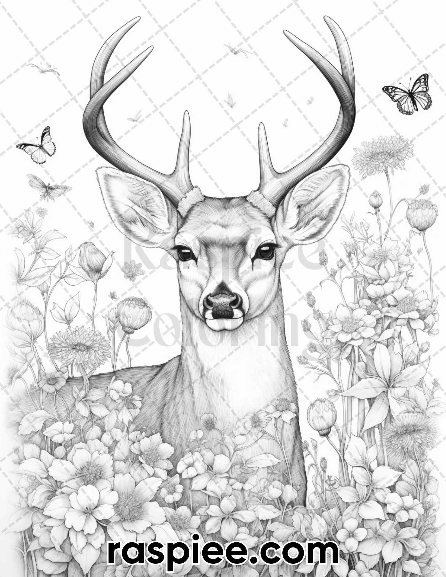 55 Enchanting Spring Animals Grayscale Adult Coloring Pages, Printable PDF Instant Download