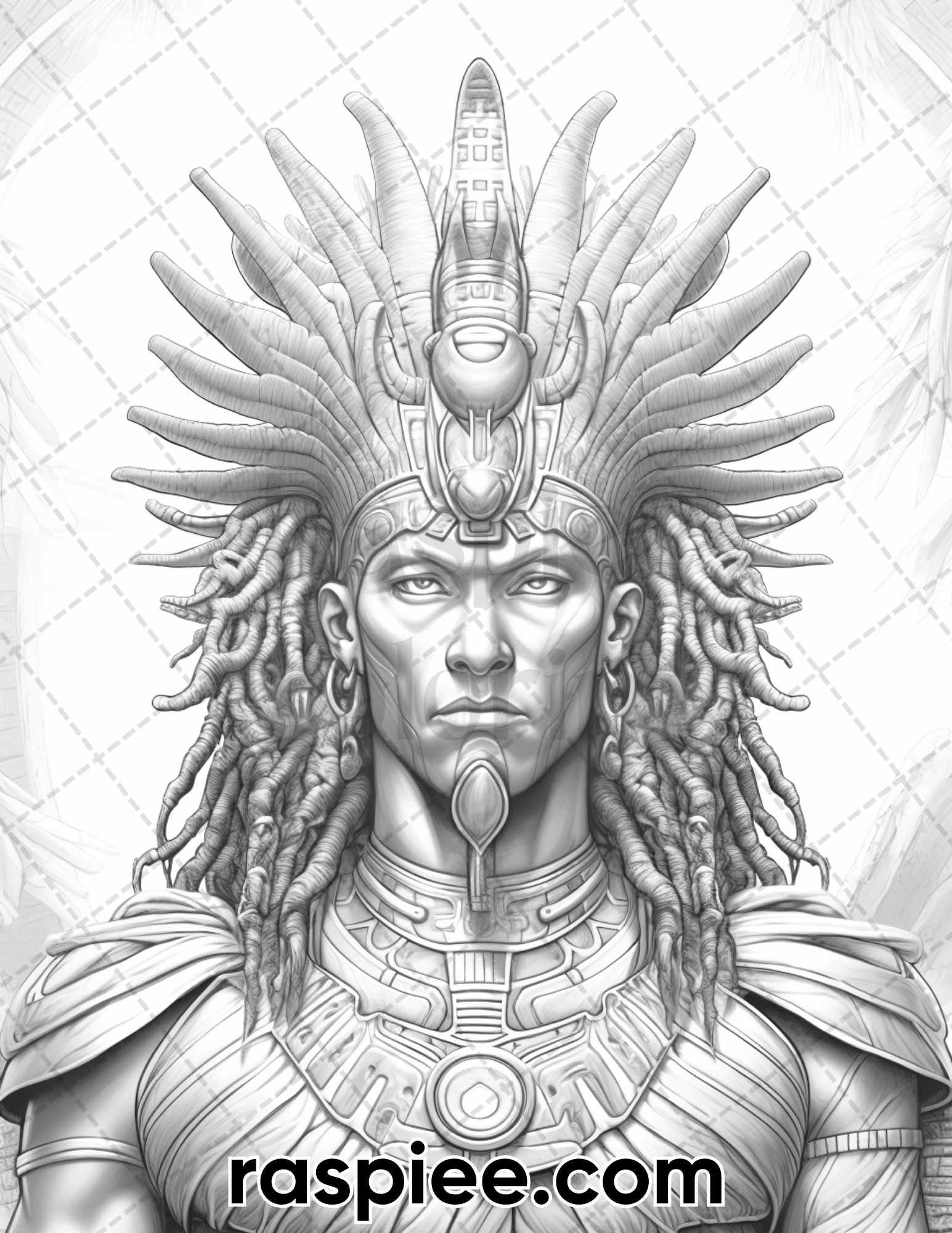 52 Mythology Gods Grayscale Coloring Pages for Adults, Printable PDF Instant Download