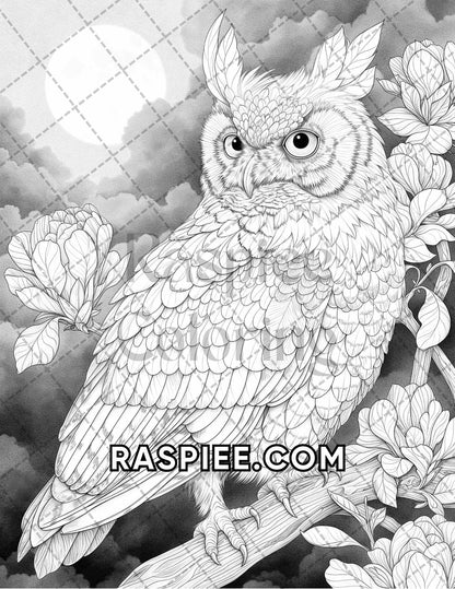 60 Relaxing Autumn Grayscale Adult Coloring Pages Printable PDF Instant Download