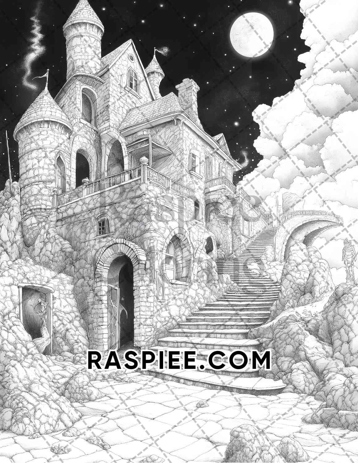 Halloween Surreal Adult Coloring Pages Printable PDF Instant Download