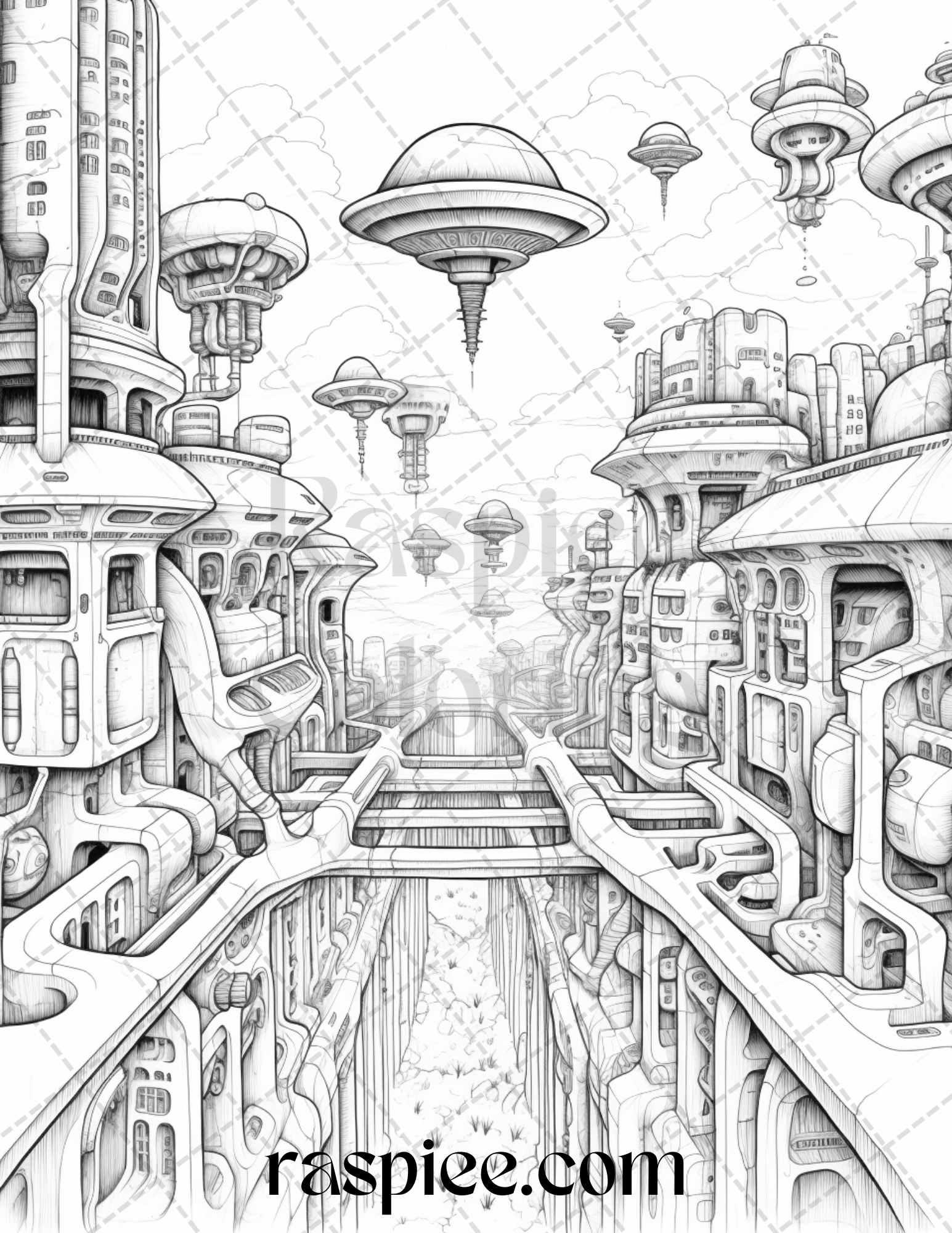 60 Enchanting Surrealism Grayscale Coloring Pages Printable for Adults, PDF File Instant Download