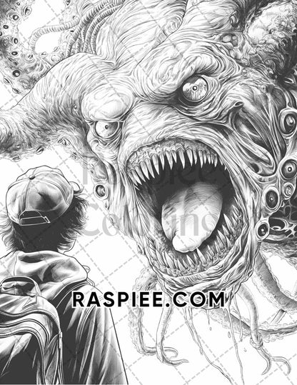 Freak Of Horror Halloween Adult Coloring Pages Printable PDF Instant Download