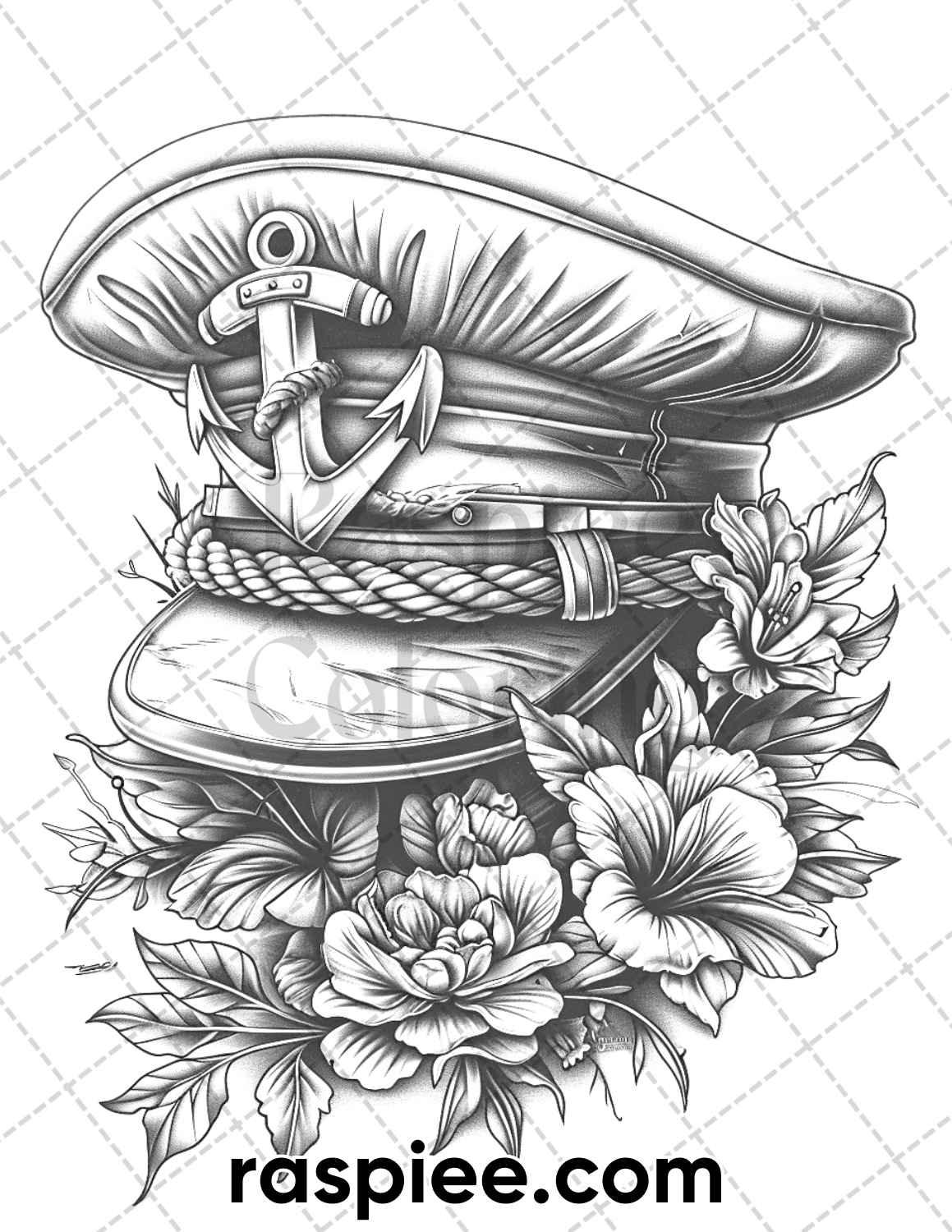 62 Classic American Tattoos Grayscale Adult Coloring Pages, Printable PDF Instant Download