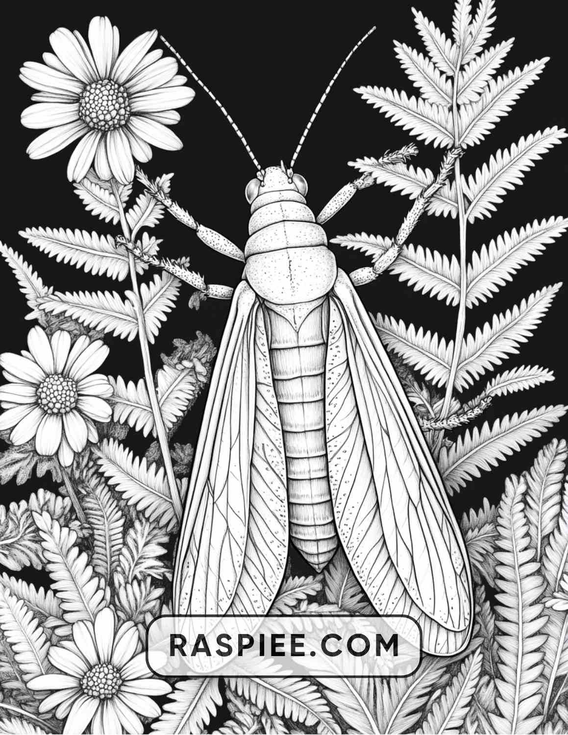 Insects and Flowers Adult Coloring Pages