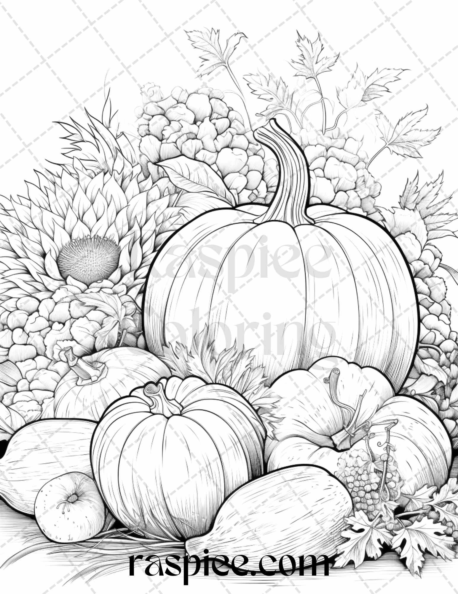Autumn Vibes Grayscale Coloring Pages Printable for Adults, PDF File Instant Download