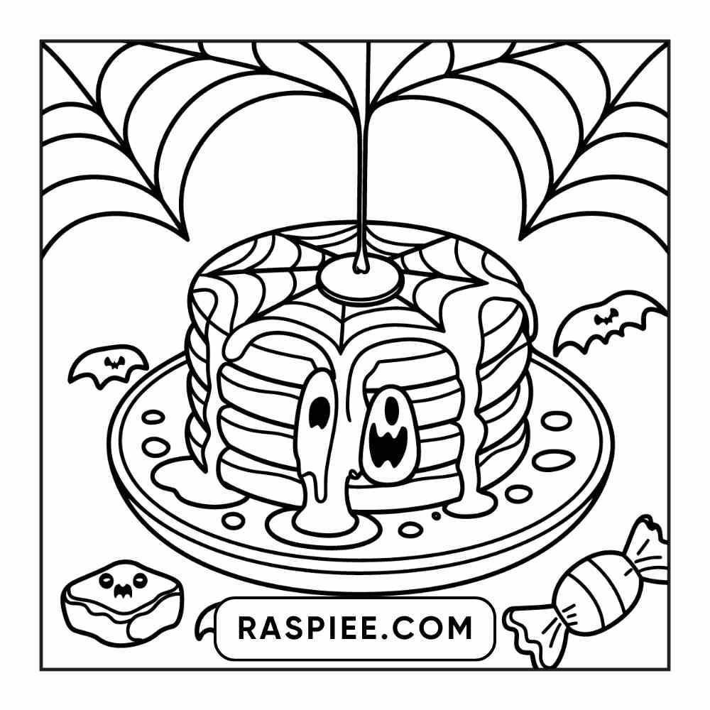 100 Bold Easy Spooky Food & Drinks Coloring Pages Printable PDF Instant Download