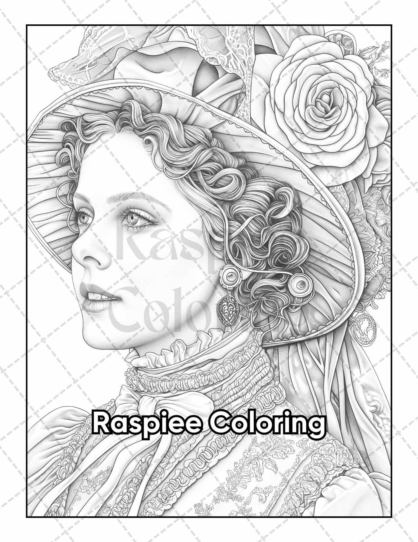 50 Victorian Portrait Adult Coloring Pages Printable PDF Instant Download