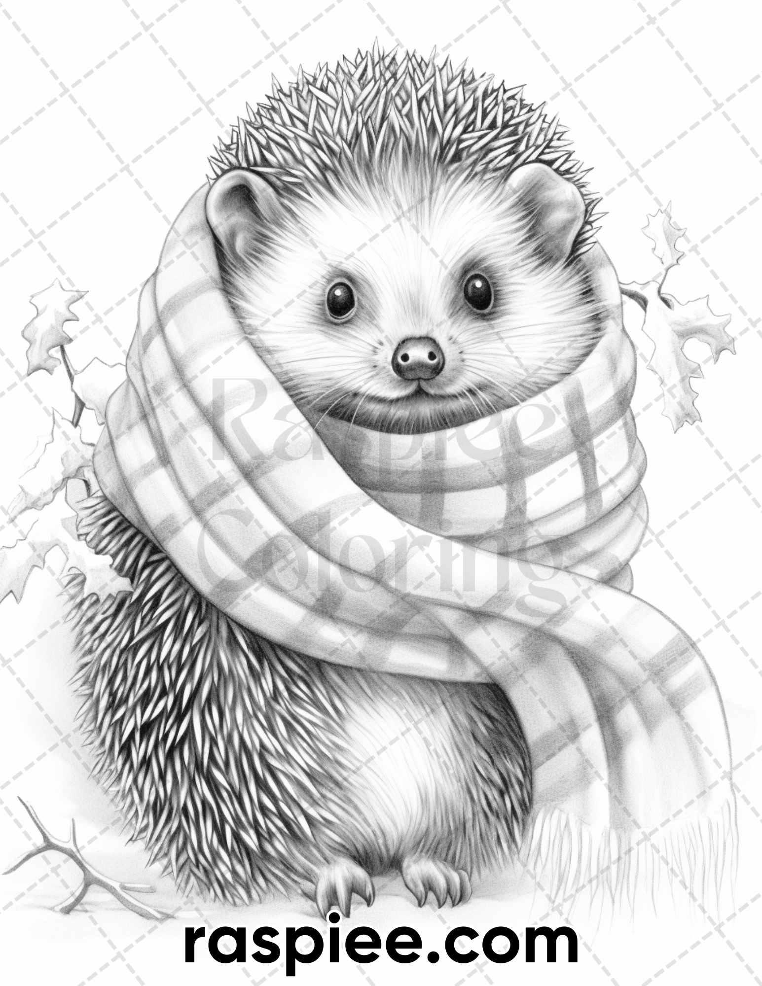 55 Winter Wildlife Grayscale Coloring Pages for Adults, Printable PDF Instant Download