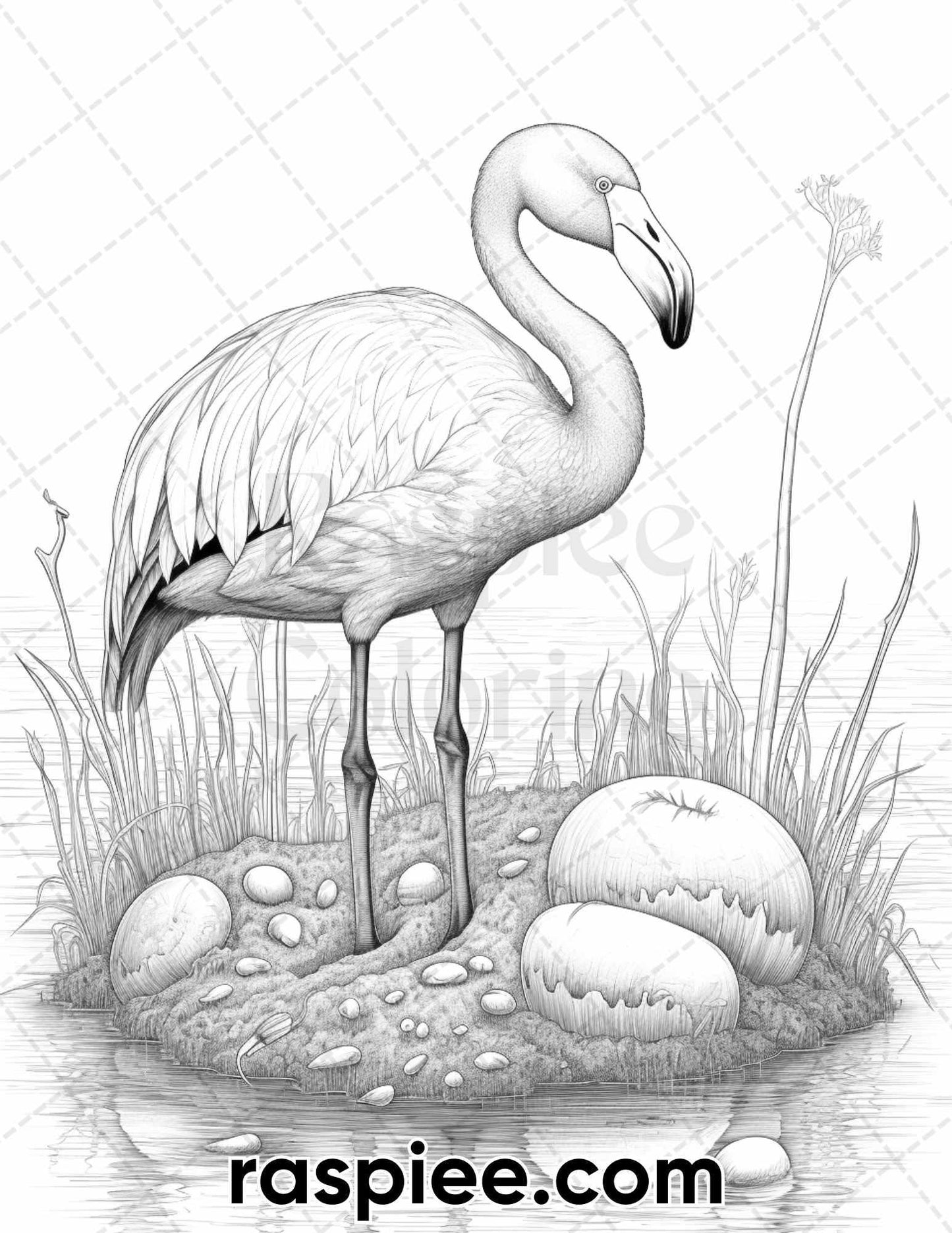 60 Spring Birds Grayscale Adult Coloring Pages, Printable PDF Instant Download