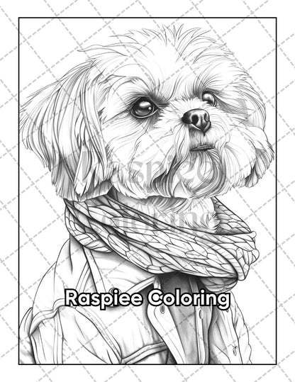 50 Dogs Dressed Up Adult Coloring Pages Printable PDF Instant Download