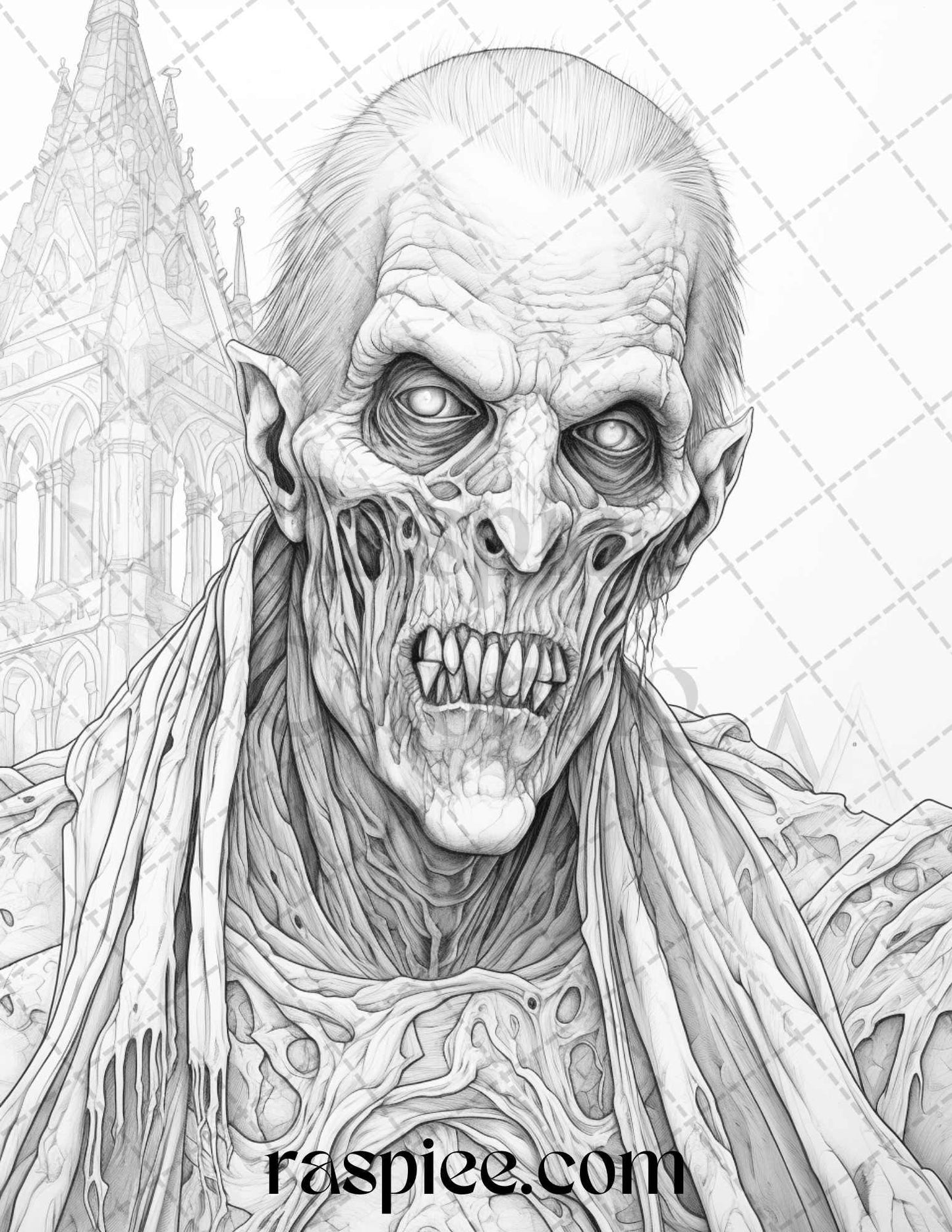 60 Halloween Vampire Grayscale Coloring Pages Printable for Adults, PDF File Instant Download