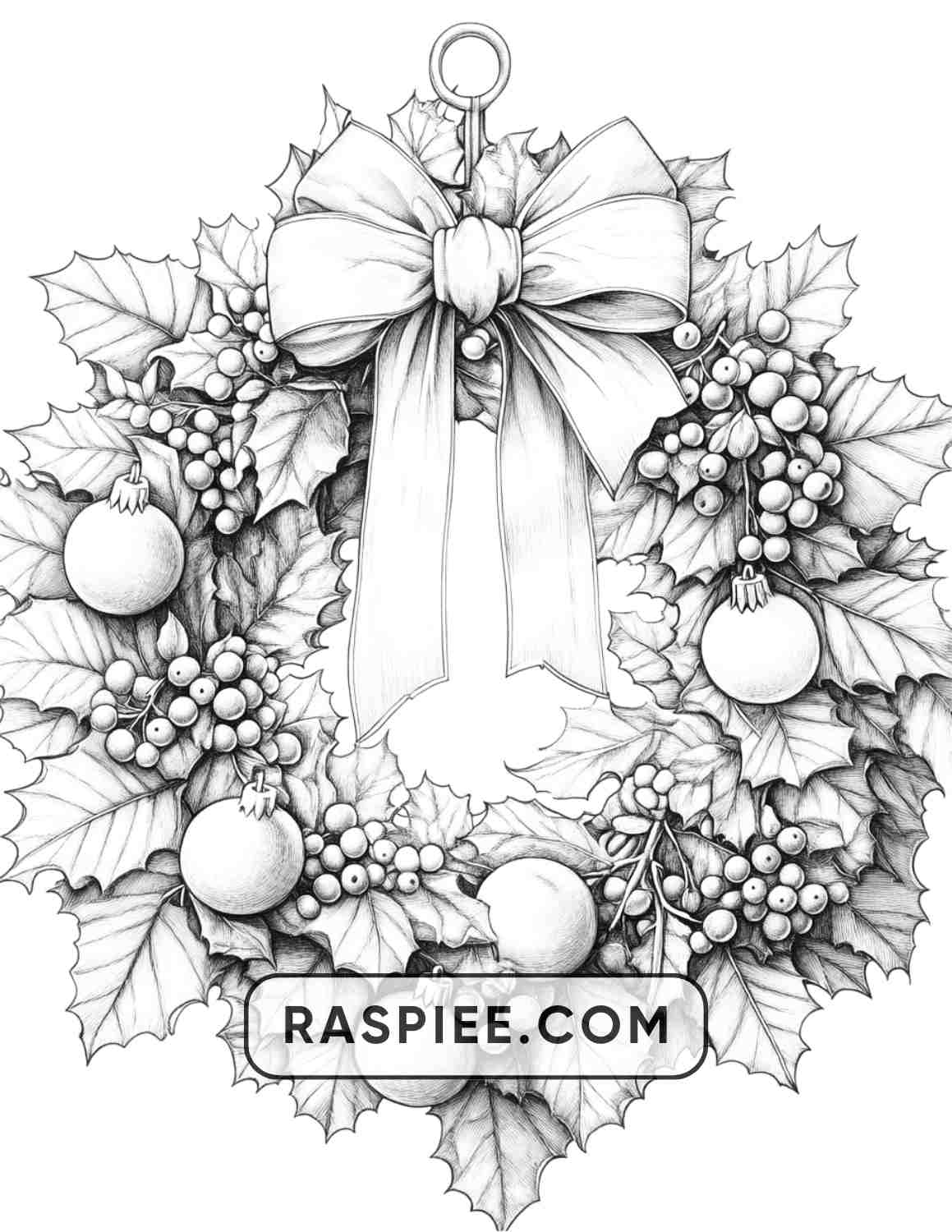72 Christmas Wreaths Adult Coloring Pages