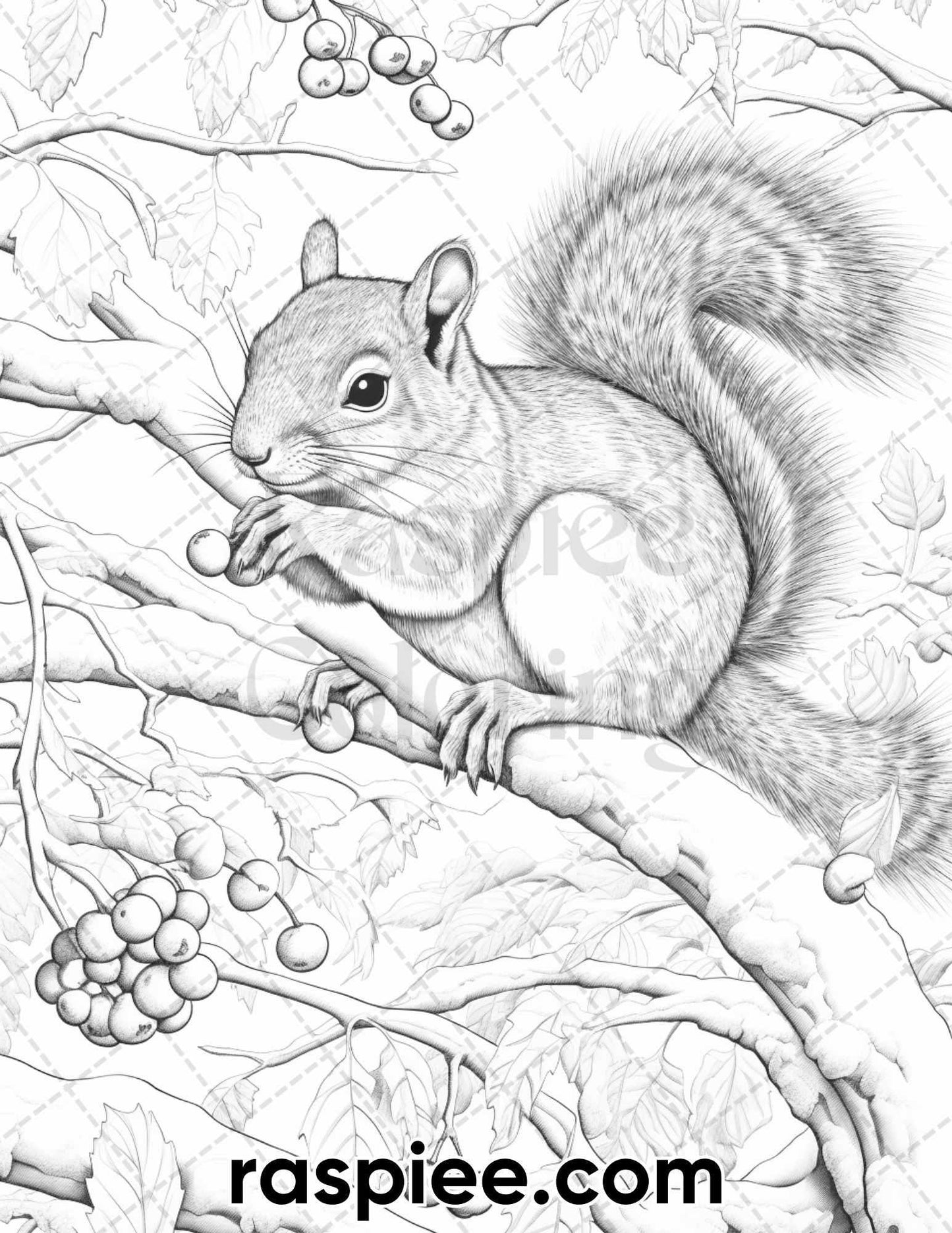 55 Winter Wildlife Grayscale Coloring Pages for Adults, Printable PDF Instant Download