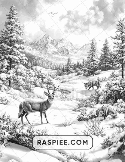 82 Winter Landscapes Adult Coloring Pages