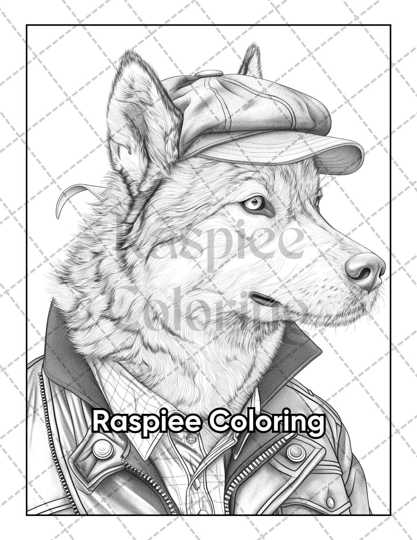 50 Dogs Dressed Up Adult Coloring Pages Printable PDF Instant Download