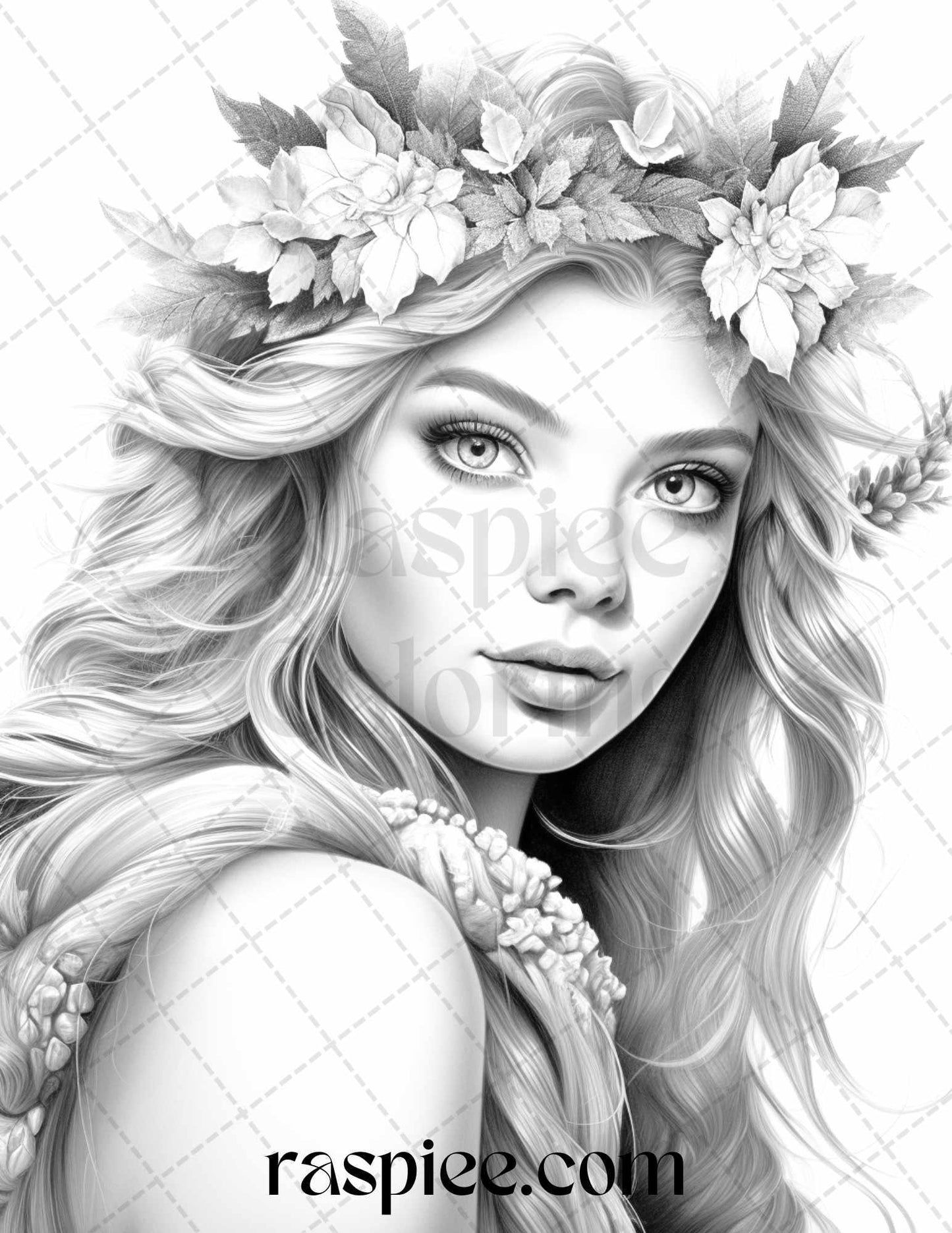 50 Winter Fairy Grayscale Coloring Pages Printable for Adults, PDF File Instant Download