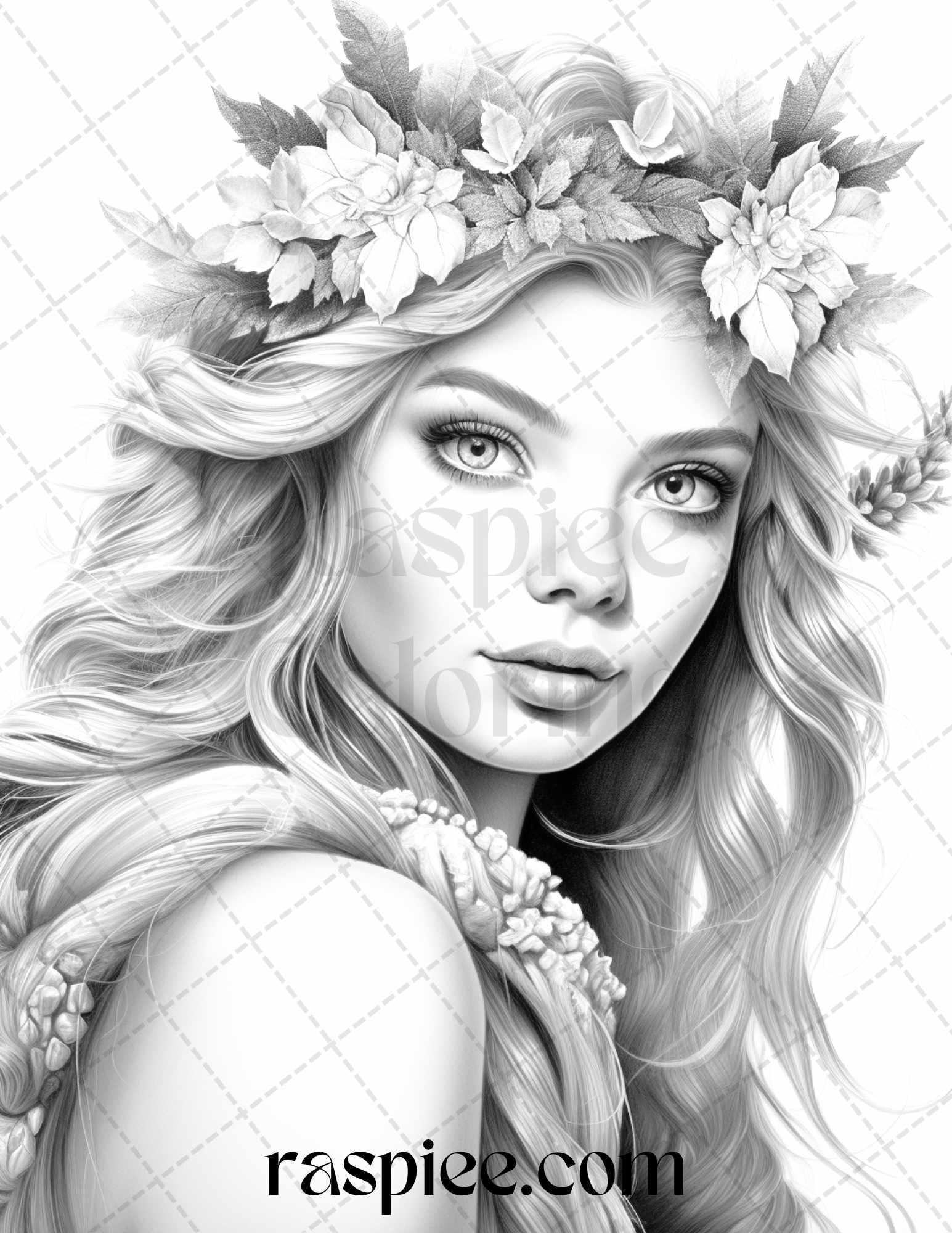 50 Winter Fairy Grayscale Coloring Pages Printable for Adults, PDF File Instant Download