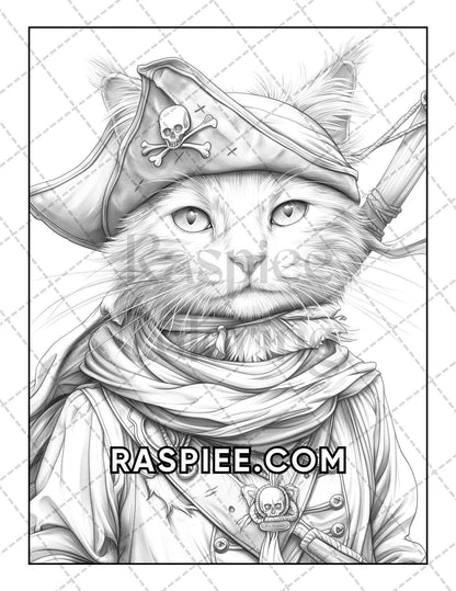 60 Cats Dressed Up Adult Coloring Pages Printable PDF Instant Download