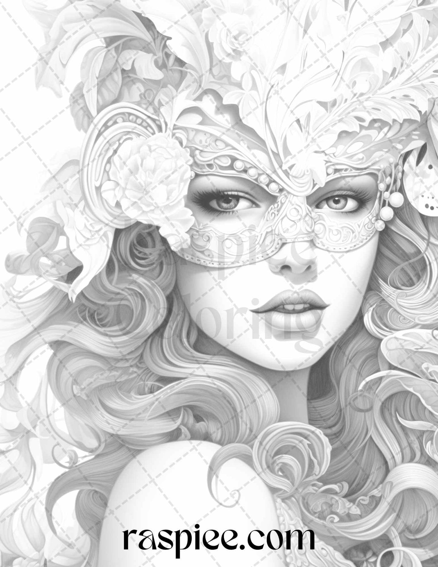 Phantom of the Opera Grayscale Coloring Pages Printable for Adults, PDF File Instant Download