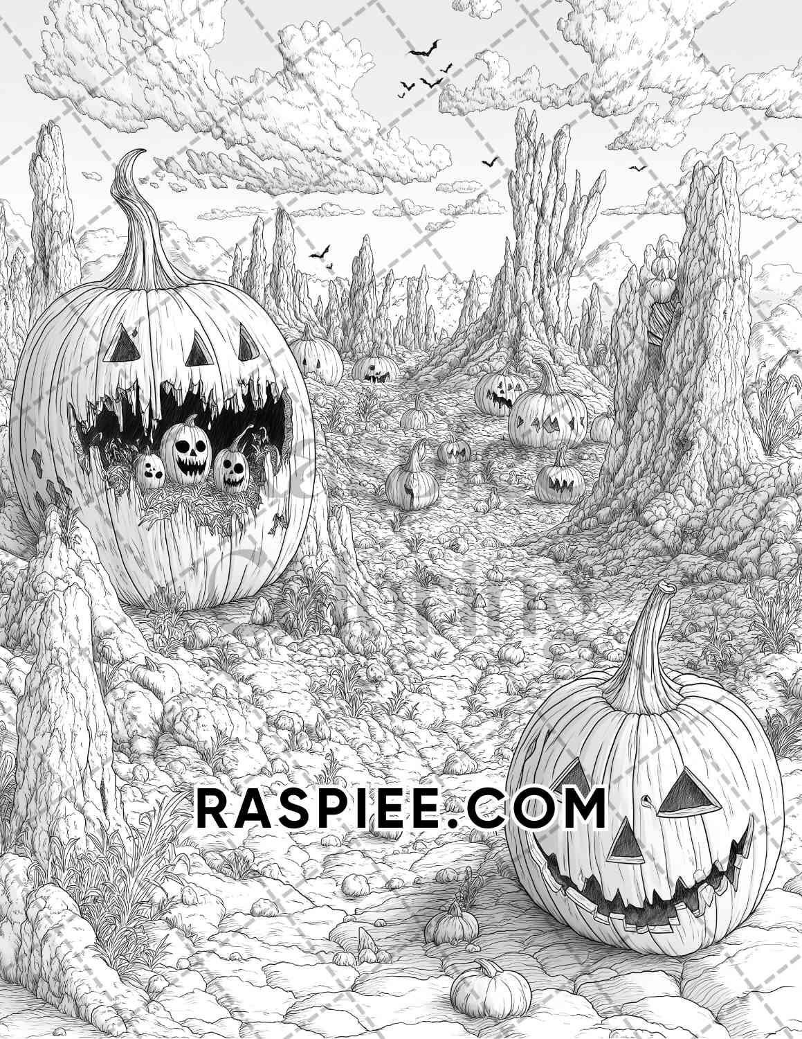 Halloween Surreal Adult Coloring Pages Printable PDF Instant Download