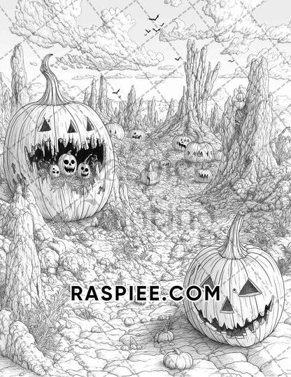Halloween Surreal Adult Coloring Pages Printable PDF Instant Download