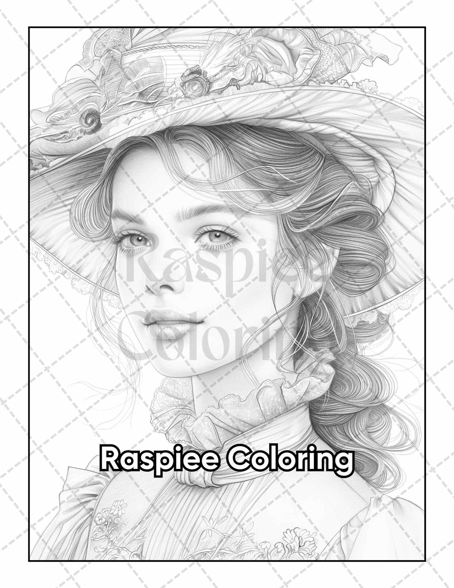 50 Victorian Portrait Adult Coloring Pages Printable PDF Instant Download
