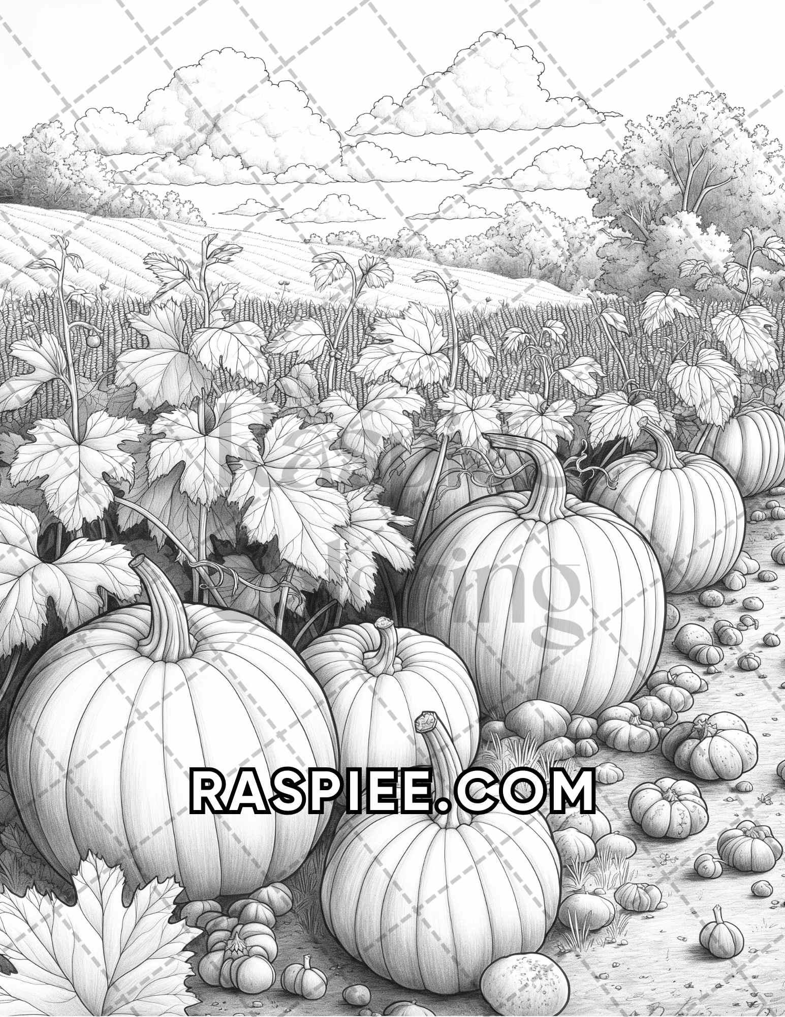 60 Relaxing Autumn Grayscale Adult Coloring Pages Printable PDF Instant Download