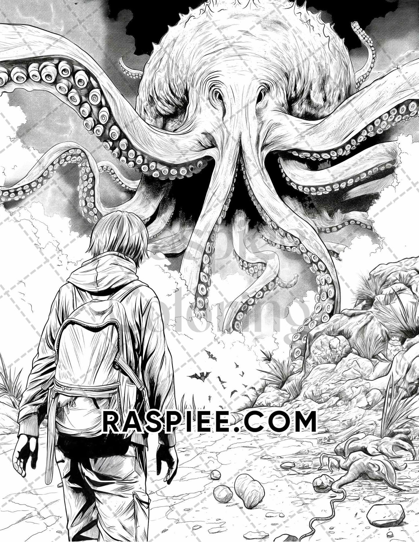 Freak Of Horror Halloween Adult Coloring Pages Printable PDF Instant Download