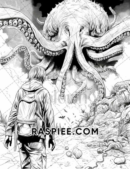 Freak Of Horror Halloween Adult Coloring Pages Printable PDF Instant Download