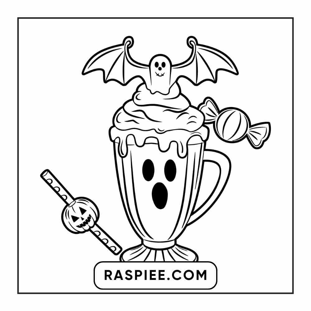 100 Bold Easy Spooky Food & Drinks Coloring Pages Printable PDF Instant Download