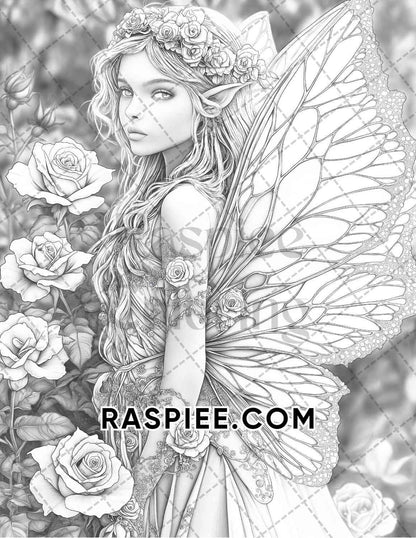 Fairy Beauties Portrait Adult Coloring Pages Printable PDF Instant Download