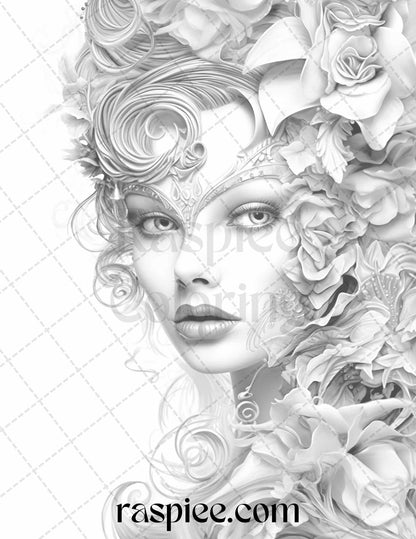 Phantom of the Opera Grayscale Coloring Pages Printable for Adults, PDF File Instant Download
