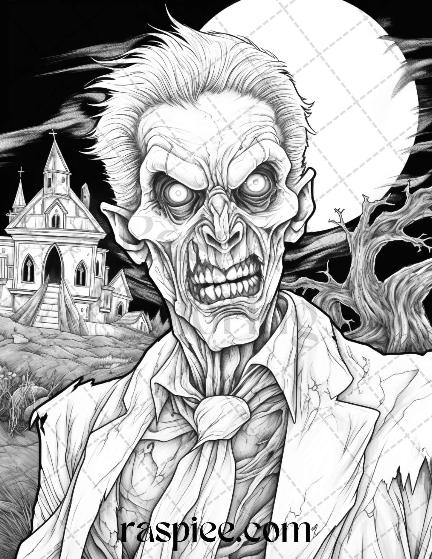 60 Halloween Vampire Grayscale Coloring Pages Printable for Adults, PDF File Instant Download