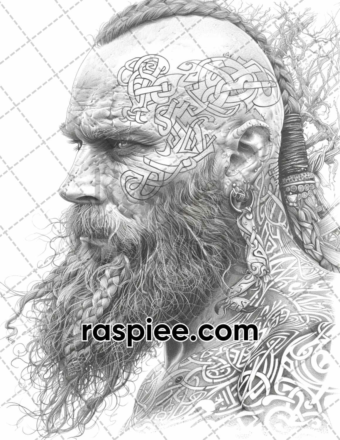 87 Viking Tattoos Grayscale Adult Coloring Pages Printable PDF Instant Download