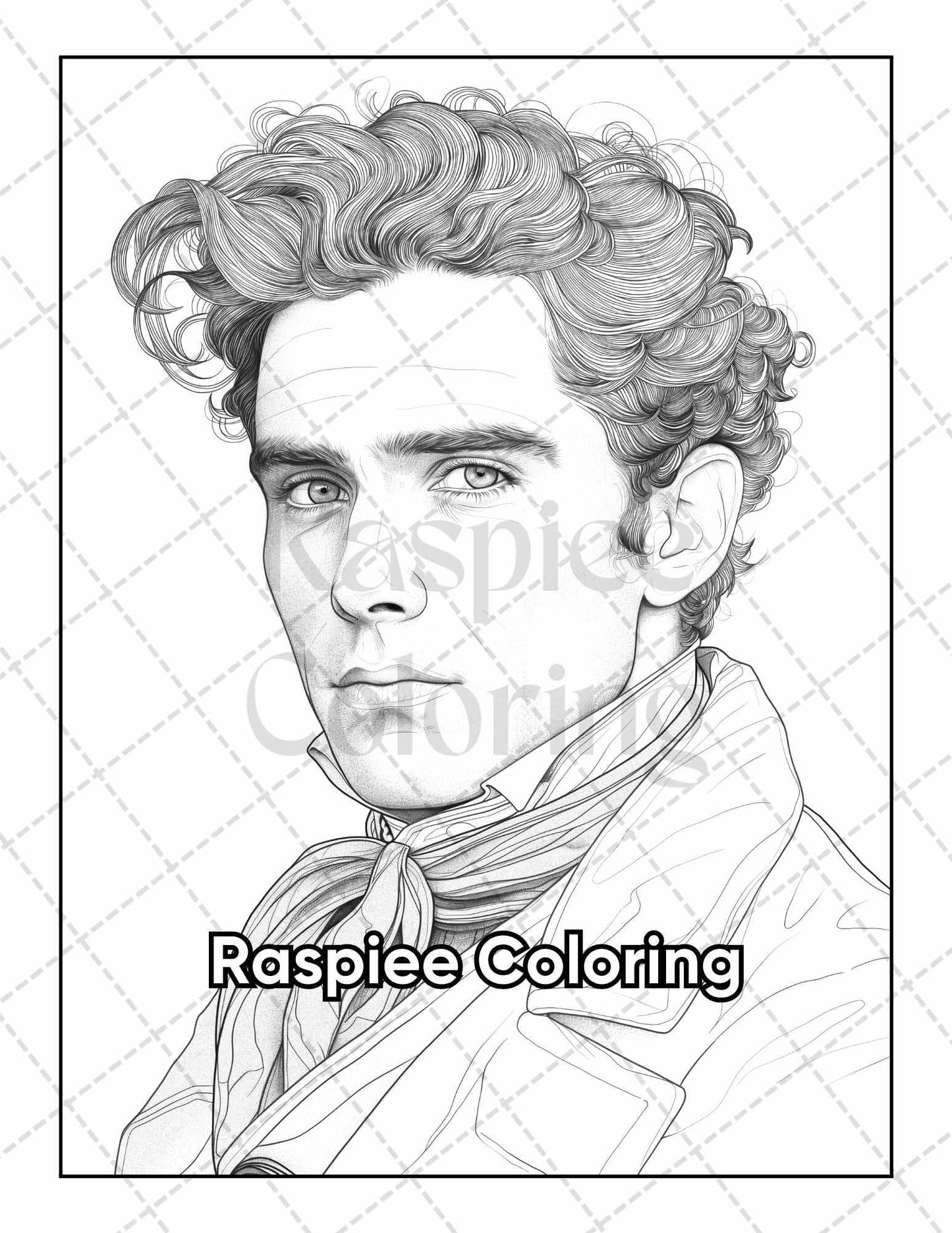 50 Victorian Portrait Adult Coloring Pages Printable PDF Instant Download