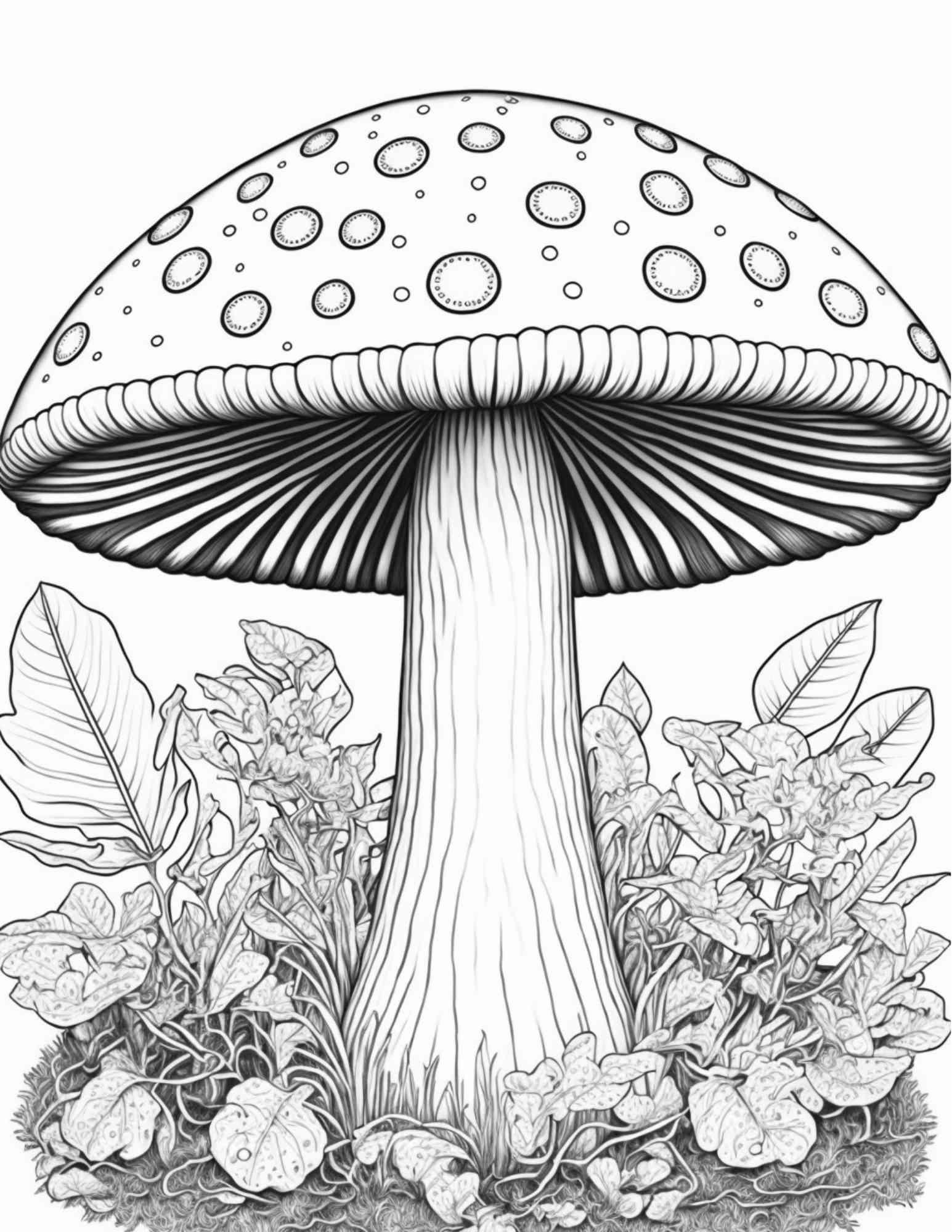 100 Mushroom Forest Coloring Pages Printable for Adults and Kids, Grayscale Coloring Book, Printable PDF File Instant Download