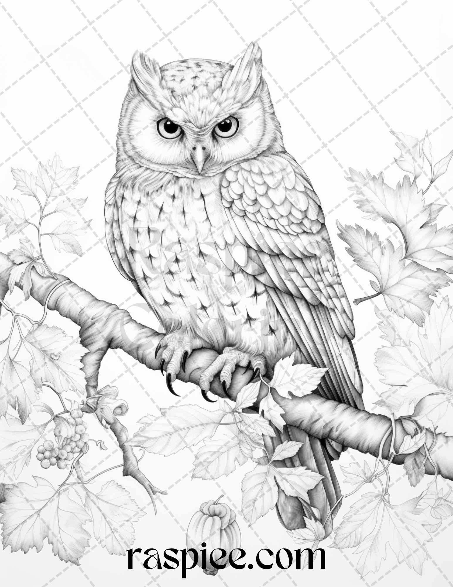 Autumn Vibes Grayscale Coloring Pages Printable for Adults, PDF File Instant Download