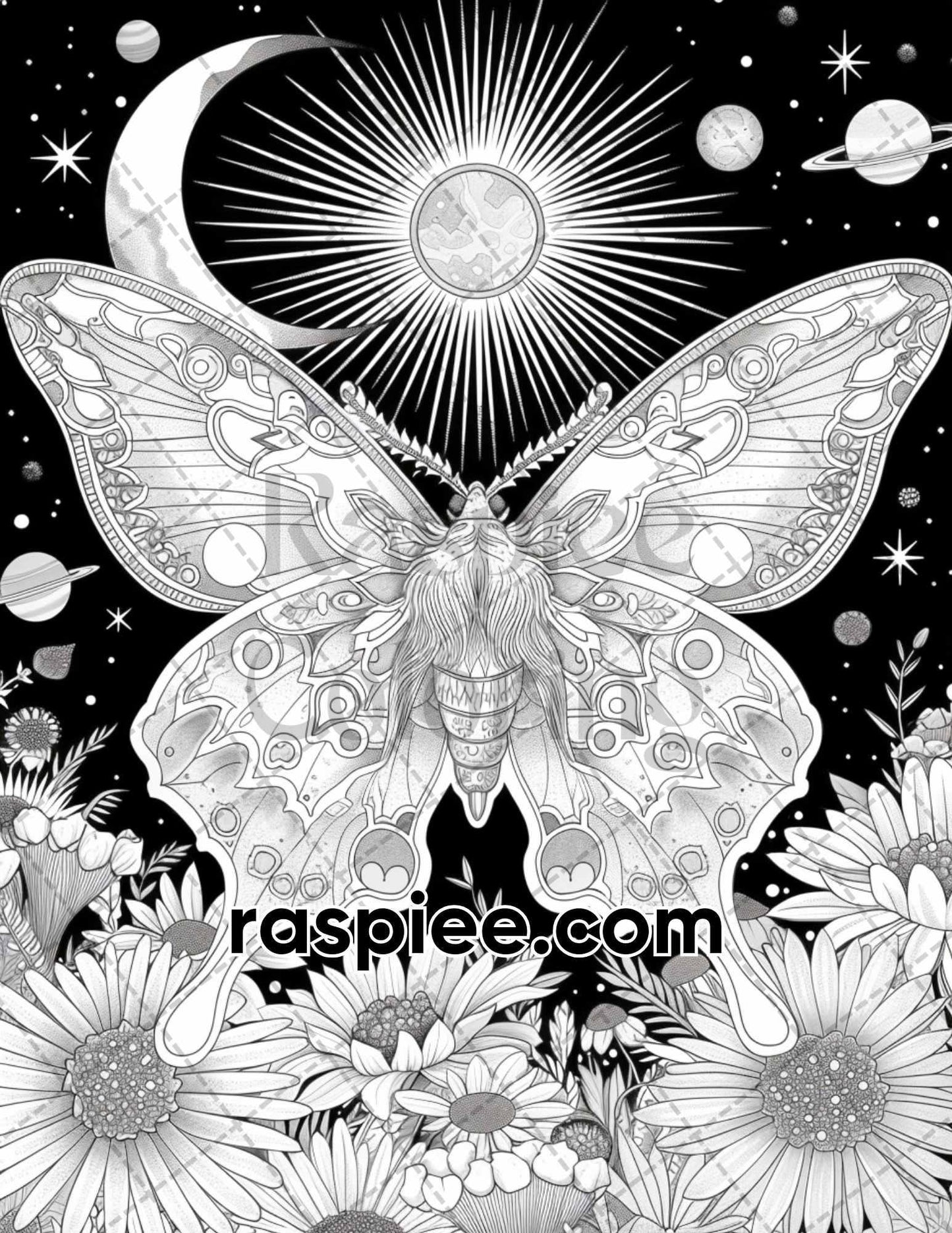 77 Butterflies and Moths Grayscale Adult Coloring Pages, Printable PDF Instant Download
