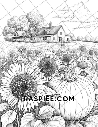 Fall Flowers Adult Coloring Pages Printable PDF Instant Download