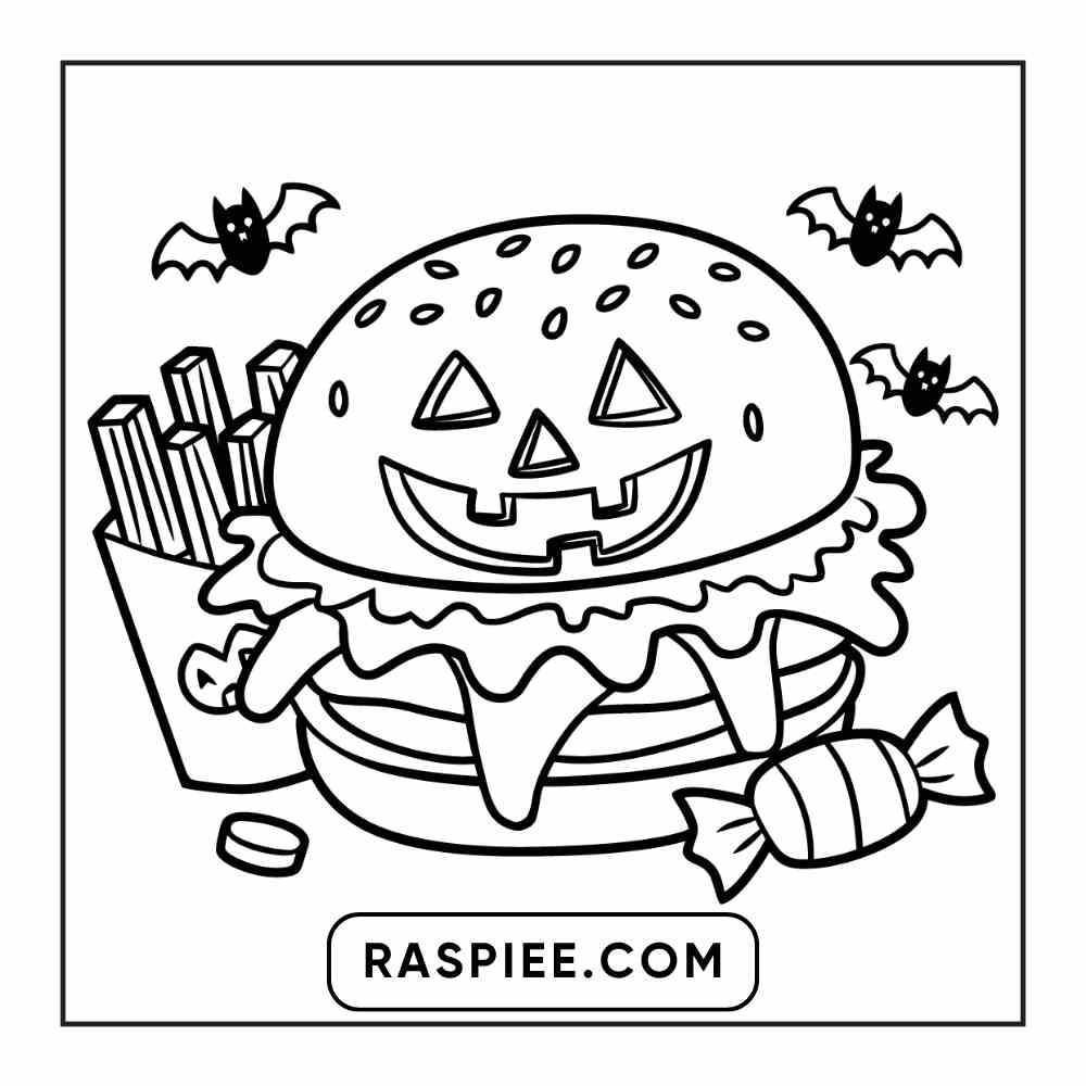 100 Bold Easy Spooky Food & Drinks Coloring Pages Printable PDF Instant Download
