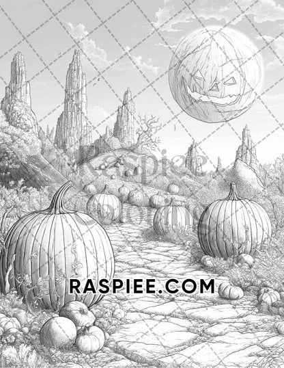 Halloween Surreal Adult Coloring Pages Printable PDF Instant Download