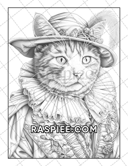 60 Cats Dressed Up Adult Coloring Pages Printable PDF Instant Download