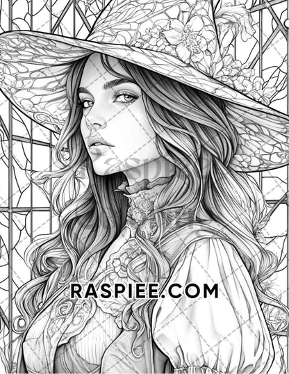 Enchanted Witches Adult Coloring Pages Printable PDF Instant Download