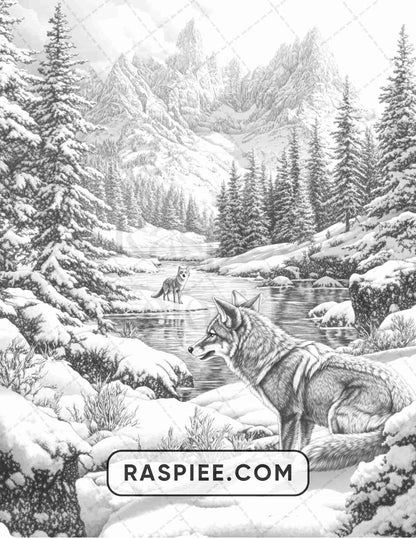 82 Winter Landscapes Adult Coloring Pages