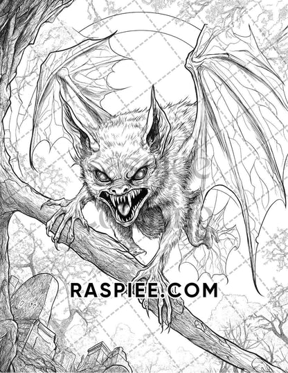 Horror Animals Halloween Adult Coloring Pages Printable PDF Instant Download