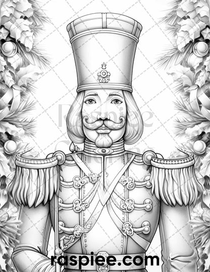 60 Merry Christmas Grayscale Coloring Pages Printable for Adult, Holiday Relaxation Art, PDF File Instant Download