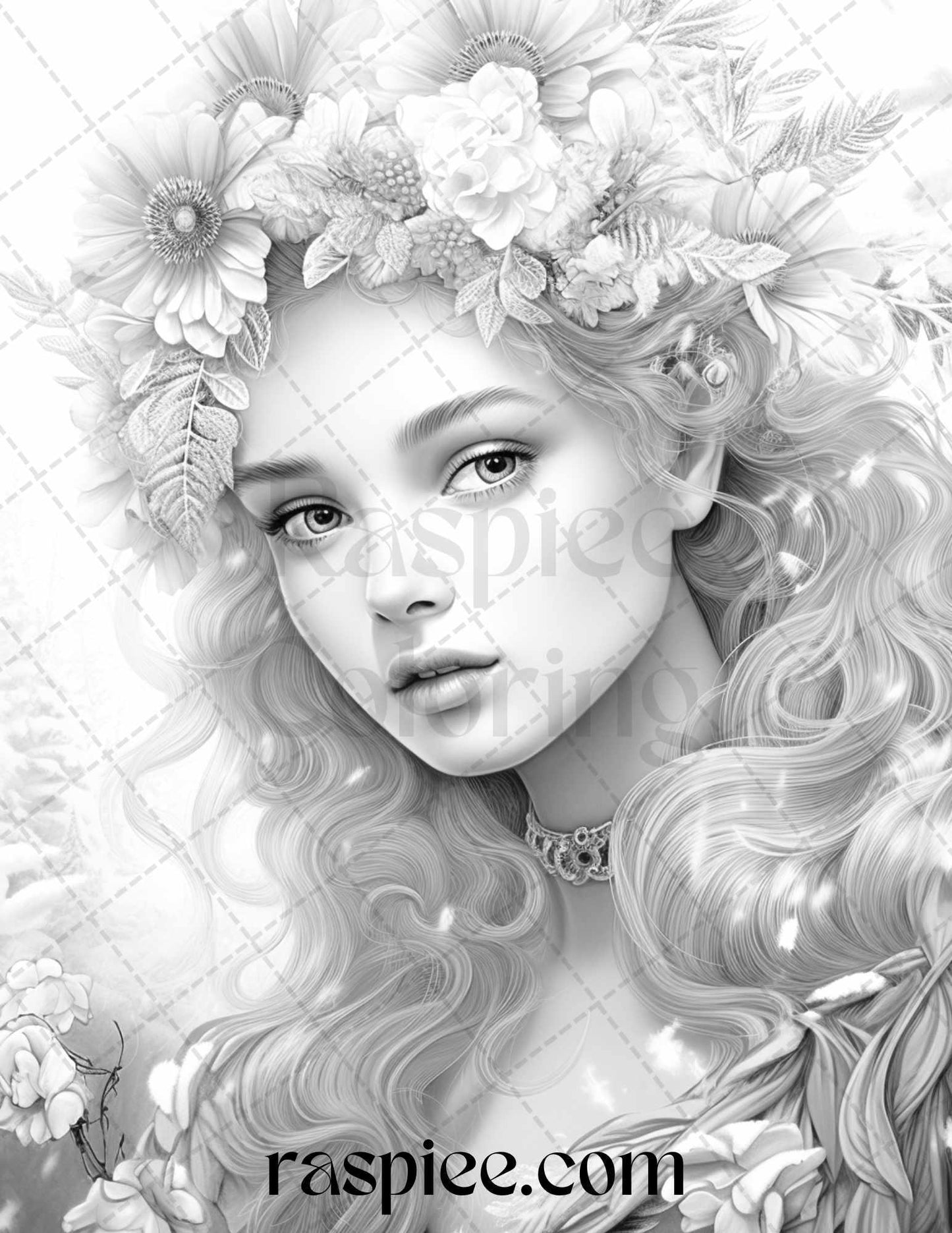 50 Winter Fairy Grayscale Coloring Pages Printable for Adults, PDF File Instant Download