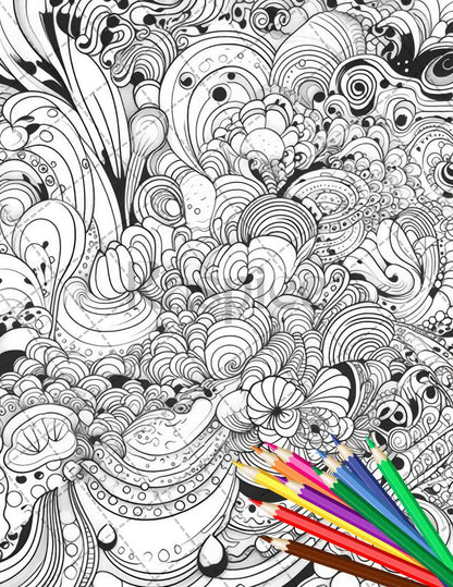 Psychedelic Trippy Coloring Book Printable for Adults, Grayscale Coloring Page, PDF File Instant Download