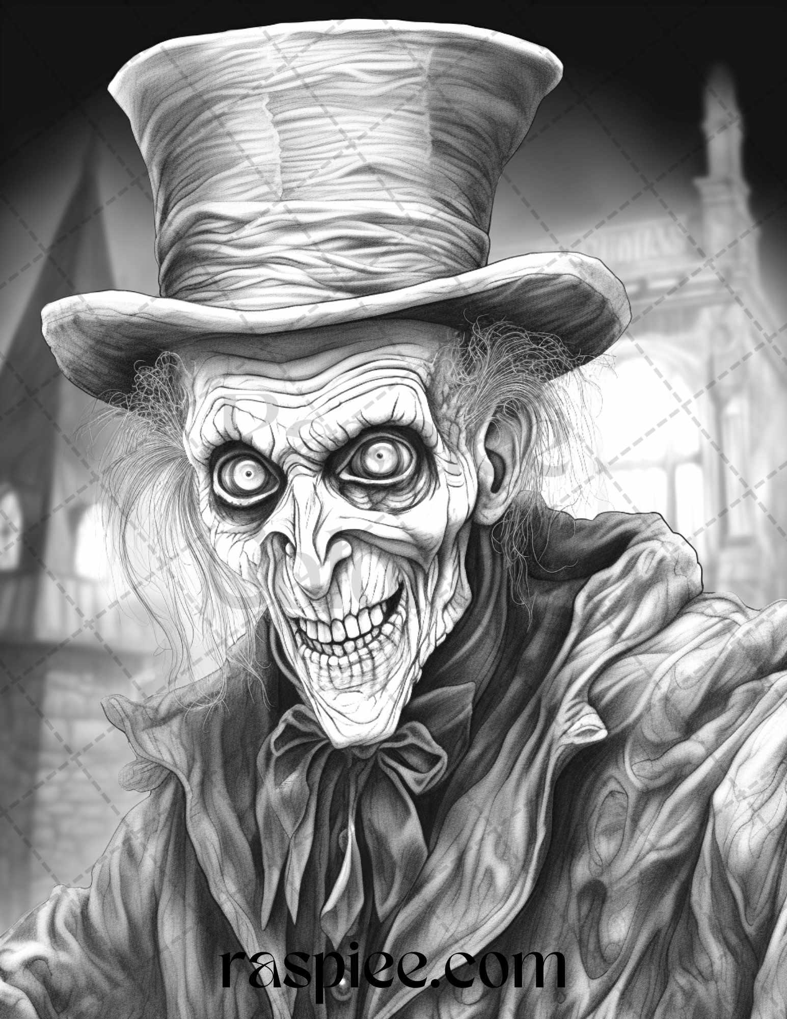60 Halloween Victorian Era Grayscale Coloring Pages Printable for Adults, PDF File Instant Download